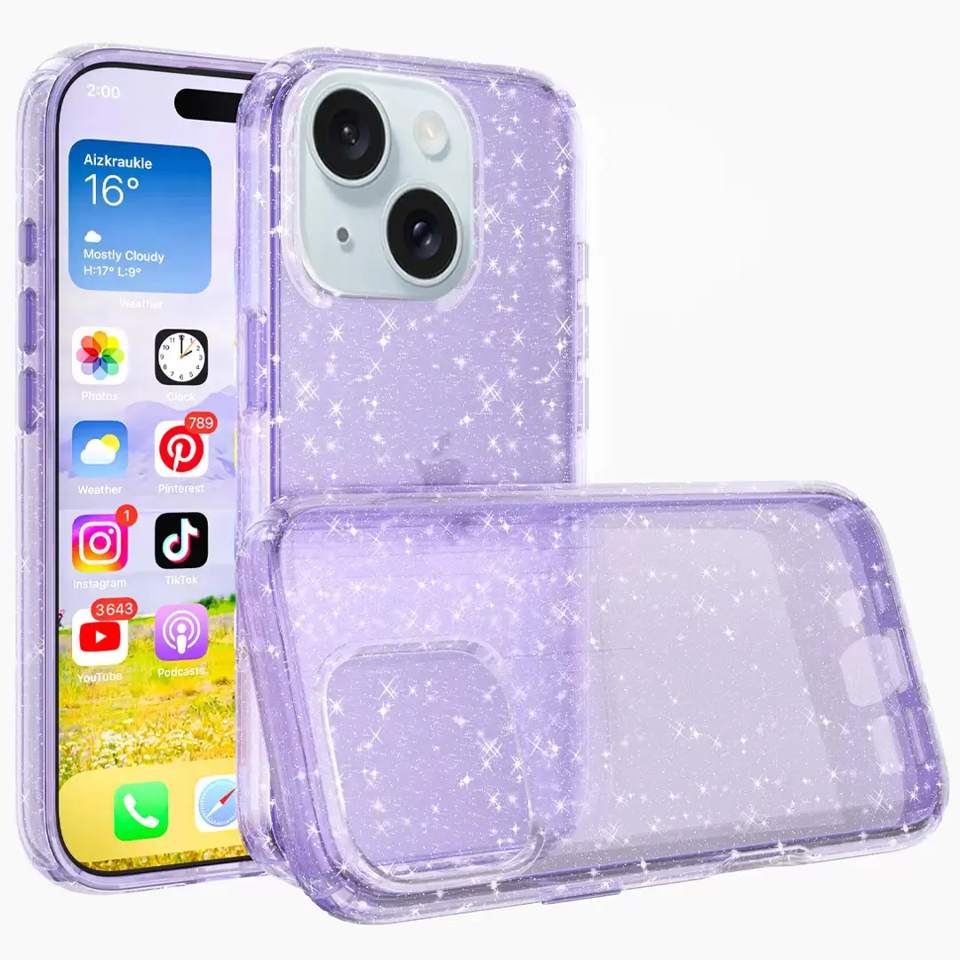 iPhone 15 Plus/iPhone 14 Plus Fleck Glitter Case Purple